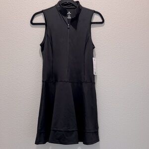 APANA Women's Black Solid Half-Zip Sleeveless A-Line Mini Active Dress SZ S NWT